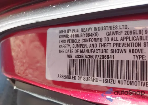 1997 Subaru Legacy L из США, поврежденный, VIN 4S3BD4350V7206641